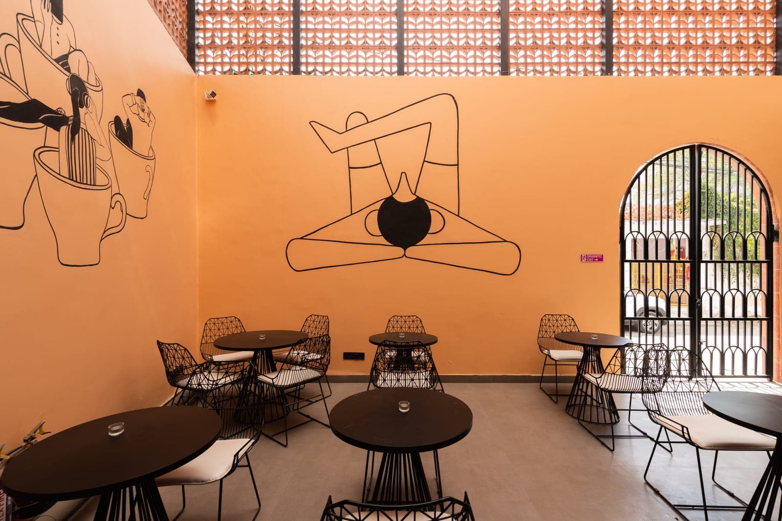 Outdoor seating at Café Awake, Nidra Niwas Jaipur